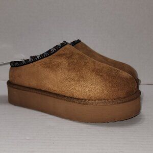 New Pawz Hazel Platform Clog Slippers with Faux Fur Lining - Size 10